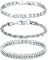 BMMYE 3PCS Mens Silver Bracelets - Cuban Link Chain, Figaro Rope Chain, 925 Sterling Silver for Men