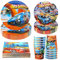 Hmfmdy Juego de vajilla de fiesta de coche de carreras, 50 unidades, decoración de coche de carreras, juego de vajilla de cumpleaños, con platos de papel, vasos, servilletas, coches, fiestas de