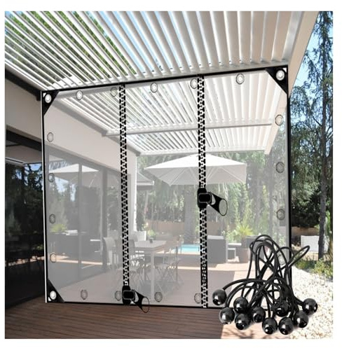 ZHZHXR Klare Zeltplanen mit Ösen, Reißfest Wetterfeste Plane, PVC-Kunststoff-Plane mit Reißverschluss-Tür für Terrasse, Gärten (2x3m)