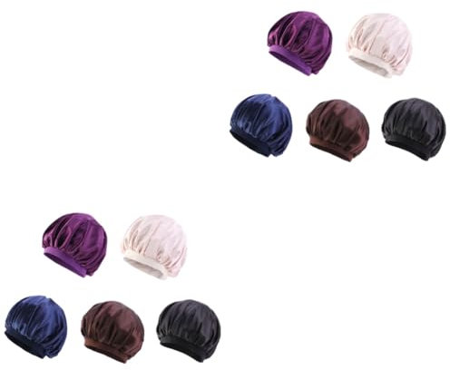 TENDYCOCO 2 Set Donne Silk Cap Caffe Chamapgne Cappello Da Notte Di Seta Copertura Dei Per Dormire Copricapo Di Seta Cappello Da Notte Domestico Berretto Da Notte 5 Pezzi * 2