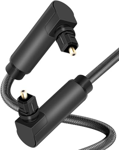 GELRHONR Optical Audio Cable, Right Angle Toslink Optical Cable, 90 Degree Digital Fiber Optic Cord for Sound Bar, TV, Home Theater, Game Console(3M/9.848Ft)