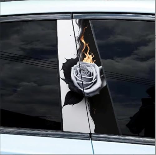 WANAHTON 2 Stück Wolf Lions Rose Tiger b säulen Aufkleber, HD Vinyl-Aufkleber, der zerkratztes Auto abdeckt, DIY-Autotür-Säulen-Aufkleber langlebiges Autozubehör (Farbe 2)