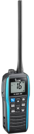 Icom M25EVO Blue Marine VHF Radio | Galleggiante | Impermeabile | Ricarica USB | Leggera | Lunga durata della batteria | Elementi essenziali per la nautica