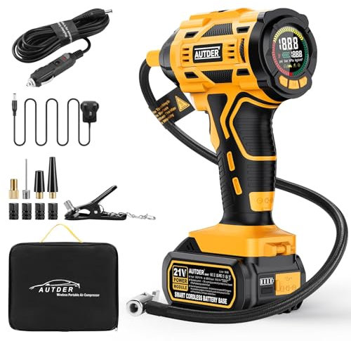 STREAMVOY Cordless Tyre Inflator 2024 Upgraded, 150PSI Portable Air Compressor for Car Tires, Fast Inflation with Dual Cooling System, Auto Shut Off, LED Light, Rechargeable Battery