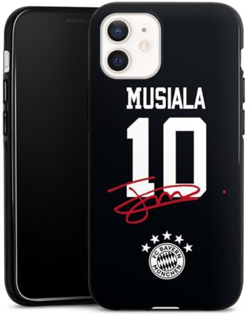 Silikon Hülle kompatibel mit Apple iPhone 12 Case schwarz Handyhülle FC Bayern München Jamal Musiala FCB