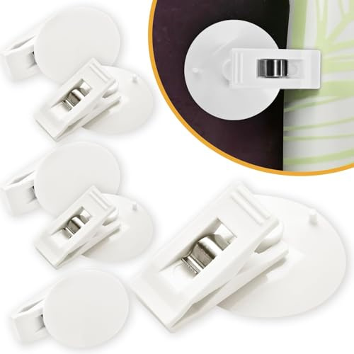 6 x Saugnapf-Clips für Duschvorhang, Mehrzweck-Saugnapf, rund, Badezimmer-Clips mit Wasserschutz, winddichter Spritzschutz-Halter, Saugnapf-Duschvorhang-Clip für Innendusche (weiß)