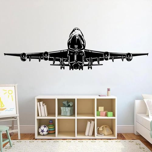 HGFHGD Schwarzes Wandbild Flugzeug Wandtattoo Wandkunst Kinder Aufkleber Junge Dekoration Wohnzimmer Schlafzimmer Poster