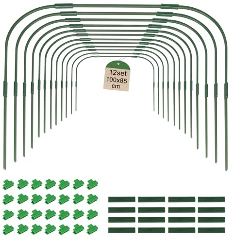 EXLECO 12Pcs Archi per Serra Orto Tunnel 95x100cm per Piante con Clips Cerchi da Giardino per Serra Coperture a Tunnel Cerchi per Serre Tunnel per Piante da Giardino per Copertura Piante Frutta