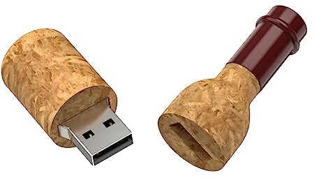 Kepmem Clé USB 64 Go - Design bouteille de vin - 64 Go - Lecteur flash en bois en verre - Vitesse rapide USB 2.0 - Stockage de données Kepmem