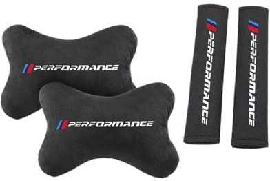 car neck pillow, Modisches Nackenkissen, Kopfstützen- und Schulterpolster for Autositze, kompatibel mit BMW Performance M F31 F34 F32 E52 E53 E60 E90 E91 E92 E93 F01 ,for Ergonomic Design(Black)