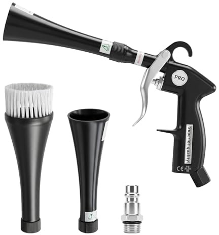 Ecofocet Pistola de Aire Comprimido para Coches, Pistola de Soplado Alta Presión con Boquilla Giratoria, Limpieza Interior del Coche Rápida y Eficiente para Asientos, Salpicadero y Rincones Difíciles