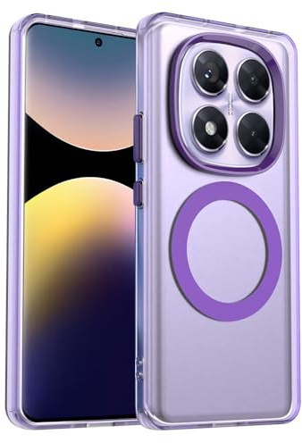 Techsuit für Xiaomi Redmi Note 14 Pro 5G, Poco X7 Hülle mit Soft Touch, Magnetring Kompatibel, Stoßfest, Verstärkte Ecken, Kameraschutz, CandyCase Magnetic, Soft TPU, Lila