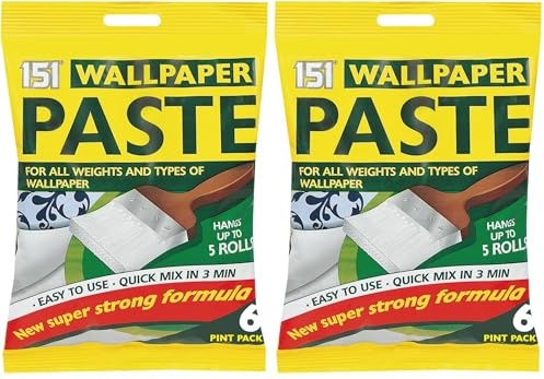 151 All Purpose Wallpaper Paste | Super Strong Wall Paper Adhesive - Ready in 3 Minutes | Suitable for All Types & Weights of Wallpaper | Easy To Use - Hangs Up To 5 Rolls (6 Pints) (Pack of 2)
