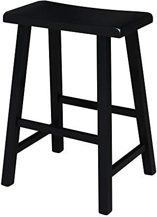 International Concepts 1S37-682 24-Inch Saddle Seat Barstool, Aged Black