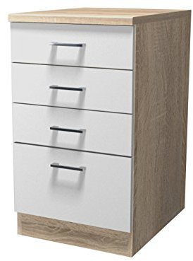 Flex-Well Schubkastenschrank - 50 cm breit - Weiß Sonoma Eiche – Salerno