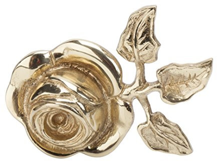DecoProfi Raffhalter/Schalhalter für Gardinen, Rose mit Blatt, Messing poliert