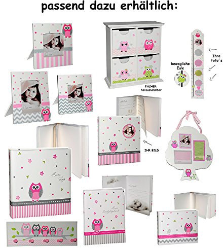 Fotoalbum/Taufalbum - Meine Taufe - Eulen & Blumen - Gebunden zum Einkleben - blanko - für bis zu 180 Bilder - Fotobuch/Photoalbum/Babyalbum/Album..