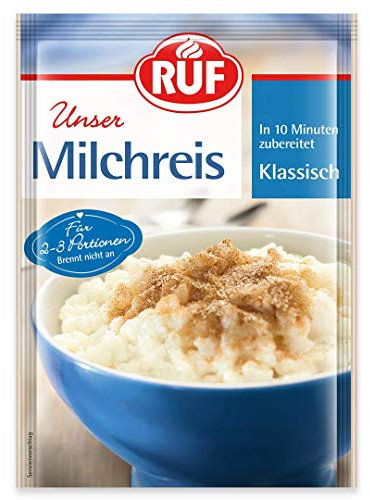 RUF Milchreis Klassische Art, 2-3 Portionen, fertig in nur 10 Minuten als Dessert, Zwischenmahlzeit oder süße Hauptspeise