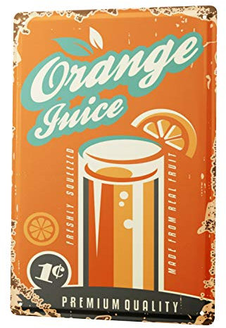 Blechschild Wandschild 30x40 cm Vintage Retro Metallschild Softdrink Limo Orangensaft