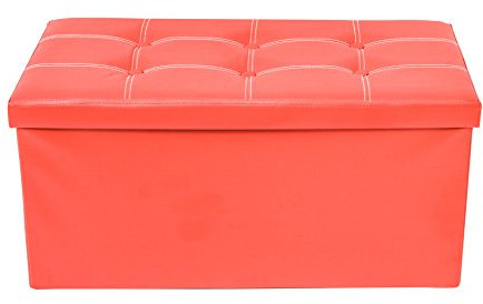 Rebecca Mobili Pouf mit Stauraum Kunstleder, Hocker faltbar, Truhe mit Deckel Rot – Maße: 38 x 76 x 38 cm (HxLxB) - Art. RE4623
