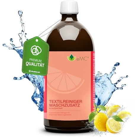 eMC Textilreiniger/Waschzusatz – Hochwirksamer Probiotischer Reiniger, entfernt Gerüche & Flecken, reduziert Waschmittel, ideal für Alle Textilarten, umweltschonend & ergiebig, 1 Liter