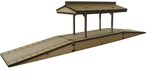 War World Scenics Spur 00/H0 Bahnsteig und Vordach mit Auf- und Abfahrrampe - Modellbahn MDF Landschaft Modellbau