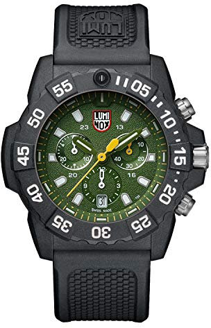 Luminox Navy Seal Chronograph XS.3597, 45 mm Carbonox-Gehäuse, 20 ATM, grünes Zifferblatt, schwarzes Kautschukband, Schweizer Quarzwerk