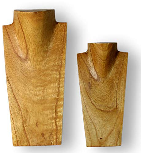 ART-CRAFT Halskettenständer Schmuckständer Halskettendisplay Schmuckbüste aus Holz Natur 2er Set 20 und 30 cm