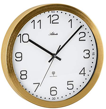 Atlanta Funk Wanduhr 30 cm Gold Metallgehäuse 4371-9