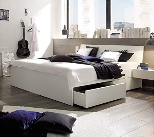 Hasena Spazio Stauraumbett mit Schubladen weiß deckend lackiert 200x220