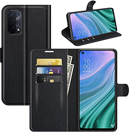 betterfon Handyhülle Kompatibel mit Oppo A54 5G / A74 5G | Premium Qualität TPU Klapphülle für A54 5G / A74 5G mit Kartenfächern | Magnetverschluss Handyhülle | Schwarz
