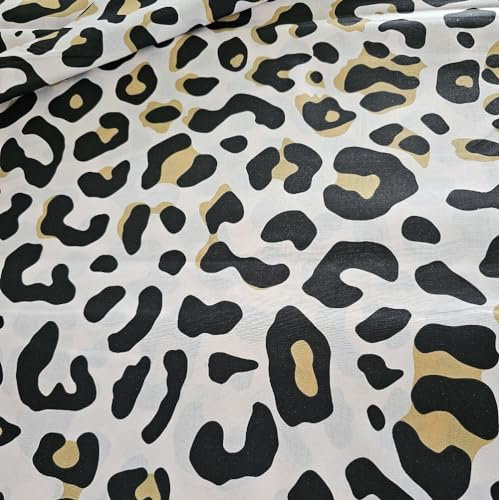 11,99€/m Leopard 100% Baumwolle Baumwollstoff Kinder Meterware Handwerken Nähen Stoff (Leopard Braun Creme Schwarz Groß, 150x160cm (11,99€/m))