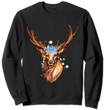 Hirsch mit Blumenkranz Motiv Oktoberfest Wiesn Volksfest Sweatshirt