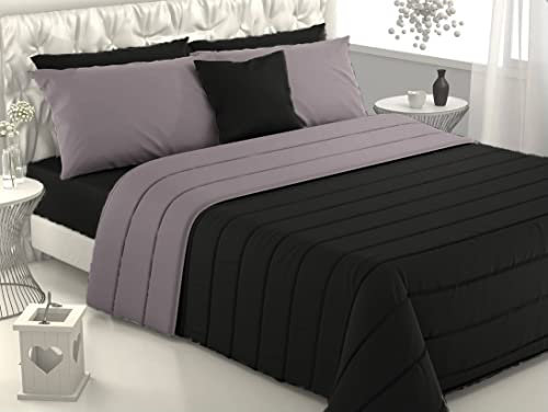 Viterbo Biancheria - Piumone Matrimoniale Invernale Caldo, Trapunta Invernale Matrimoniale Made in Italy, Imbottitura di 300 Gr/Mq, Coperta Copriletto (Matrimoniale (4111), Grigio/Nero)
