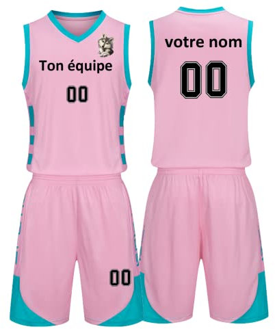 Maillots De Basketball Personnalisé Hommes Adulte Enfant Basketball pour Enfants Jersey Sweat-Shirt Femmes Basket Maillots Ensemble (Rose)