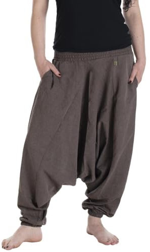 Vishes - Alternative Bekleidung - Lange Unisex Baumwoll Haremshose Schlupfhose Einfarbig Einheitsgröße 34-46 steinbraun