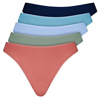 Nur Die 5er Pack String Tanga mehrfarbig aus Baumwolle Stretch Unterwäsche Unterhosen Basic Mehrpack Damen