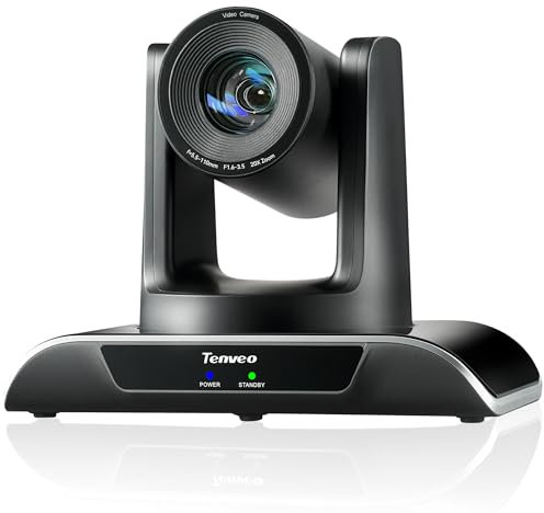 Tenveo Caméra de Conférence PTZ Camera 20X Zoom Optique USB3.0/HDMI/LAN/PoE 1080P 60FPS Videoconférence Webcam Streaming Live IP pour Églises Réunions Télétravail Visioconférence