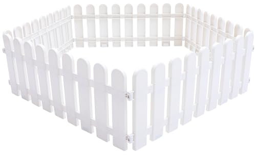 DOITOOL 5Pcs Bordures Blanches en Plastique Clôture De Jardin Panneaux De Clôtures Décoratives De Jardin Bordures De Clôture De Jardin Pelouse Parterres De Fleurs Bordures De Plantes pour