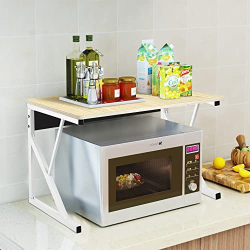 KEVO Support de Four à Micro-Ondes Étagère de Rangement pour Micro-Ondes Multifonctio étagère de Stockage Étagère de Cuisine Support Tablette,54 * 35 * 34.5cmnoix Jaune