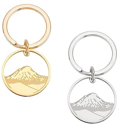 UNICRAFTALE 2 Stück Berg Anhänger Schlüsselanhänger 2 Farben Edelstahl Geteilte Schlüsselringe Runder Hohler Berg Schlüsselanhänger Für Geldbörse Rucksack Ornament