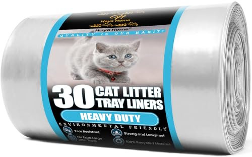 Haya Home Eco 30 XL Extra Large Heavy Duty Cat Litter Tray Liners on a roll Scratch Resistant Plastic Bags Environmentally Friendly 100% Recycled Material