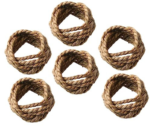 Cabilock 6pièces Lot de Anneaux Serviettes Tressés Style Champêtre Décorations De Table Attaches pour Serviettes De Cuisine
