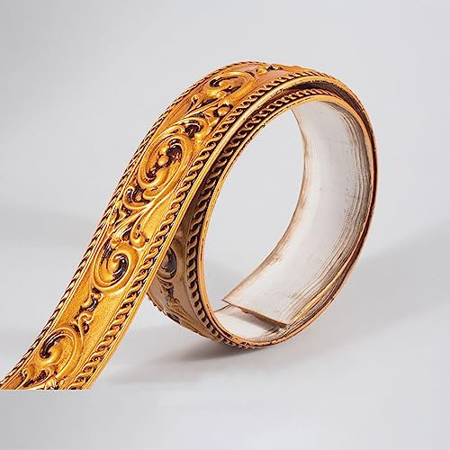 Dostear TapetenbordüRe Selbstklebende BordüRe Wand Wohnzimmer Tapeten Fliesenaufkleber Bad Dekoband Selbstklebend 2- Vintage-Gold 6 x 300 cm
