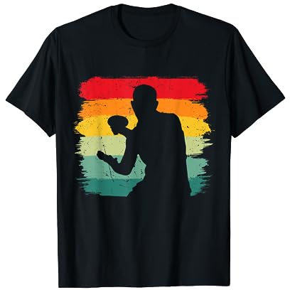 Tischtennistrainer Ping Pong Bälle Tischtennis Retro Tischtennisverein Ping Pong T-Shirt für Unisex-Erwachsene und Kinder, Schwarz, Multicolored, S, Kurzarm, Sommer, 1 Count