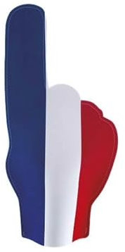 Main Géante en Mousse France 49cm Tricolore Bleu Blanc Rouge pour Supporter de l'équipe de France, Idéal pour Supporter l'équipe de France pendant la Coupe du Monde de Rugby ou de Football