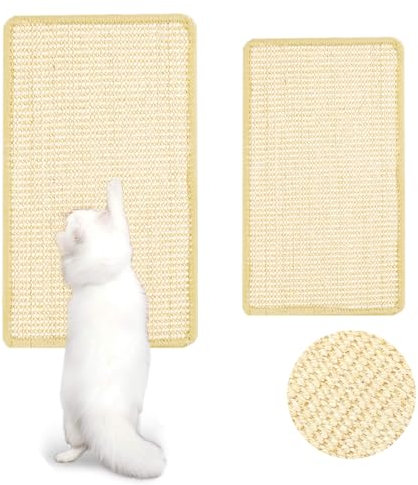 PIWOSGOL 2 Piezas Alfombra rascadora para Gatos Natural, Tapete Rascador para Gatos 60 x 30cm y 50 x 25cm, Alfombra Rascador de Gato Sisal Natural, Alfombrilla de sisal, Protector Sofa Gatos Arañazo