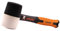 MIVOS Gummihammer 450g (16OZ) - Ø 55mm - Weiß Schwarz - Schonhammer mit Rutschfestem Fiberglasgriff - Montagehammer Doppelkopf - Pflasterhammer mit weichen Schlagköpfen - Campinghammer