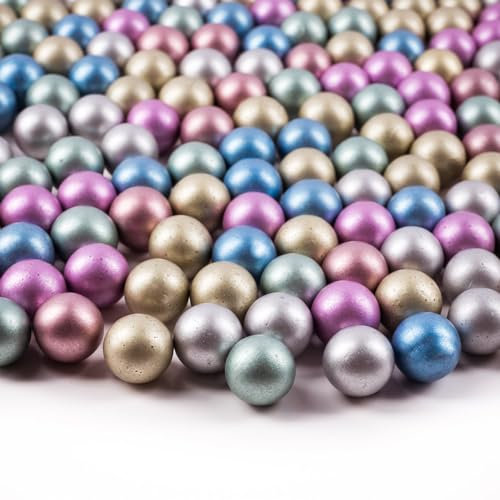 Galashield Murmeln für Vasen Glasmurmeln Großpackung Glasperlen für Vasen Metallic-Farben runder Marmor 2,3 kg (ca. 420 Stück) Round Glass Marbles Metallisch 5 LBS