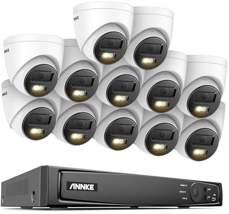 ANNKE 12MP Überwachungskamera Aussen Set, 16CH Videoüberwachung mit 12X PoE IP Kamera, Personenerkennung und Fahrzeugerkennung, IP67, Keine Festplatte, H1200